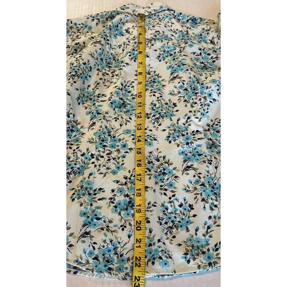 Crazy Horse Blouse Liz Claiborne Women’s S Blue Green Floral Button Up Top 3/4 - Picture 8 of 8
